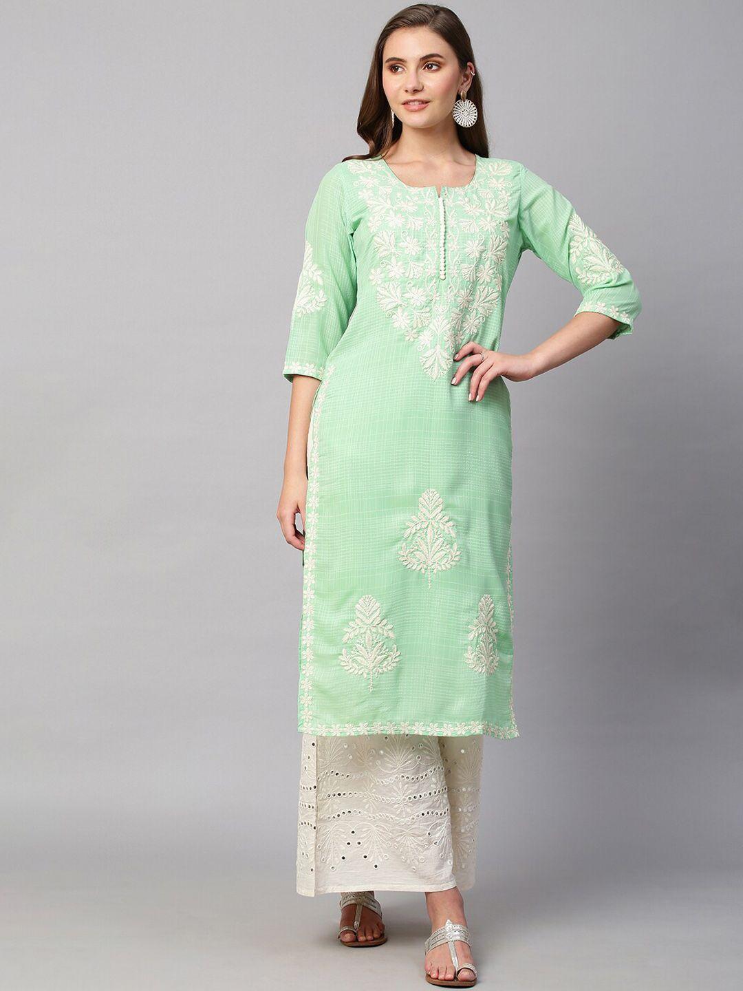 ratan chikankari embroidered georgette straight kurta