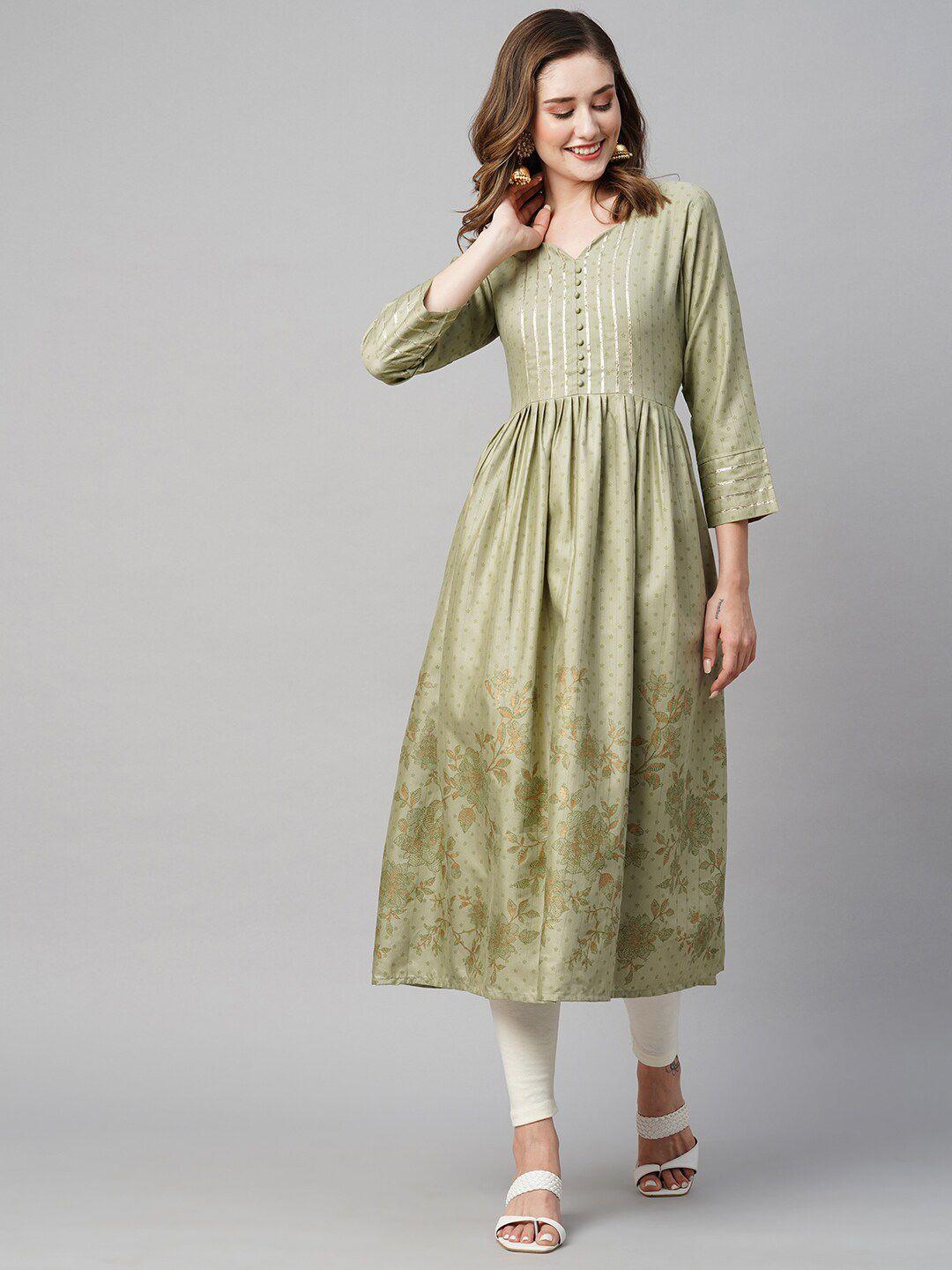 ratan embroidered floral printed zari worked anarkali kurta