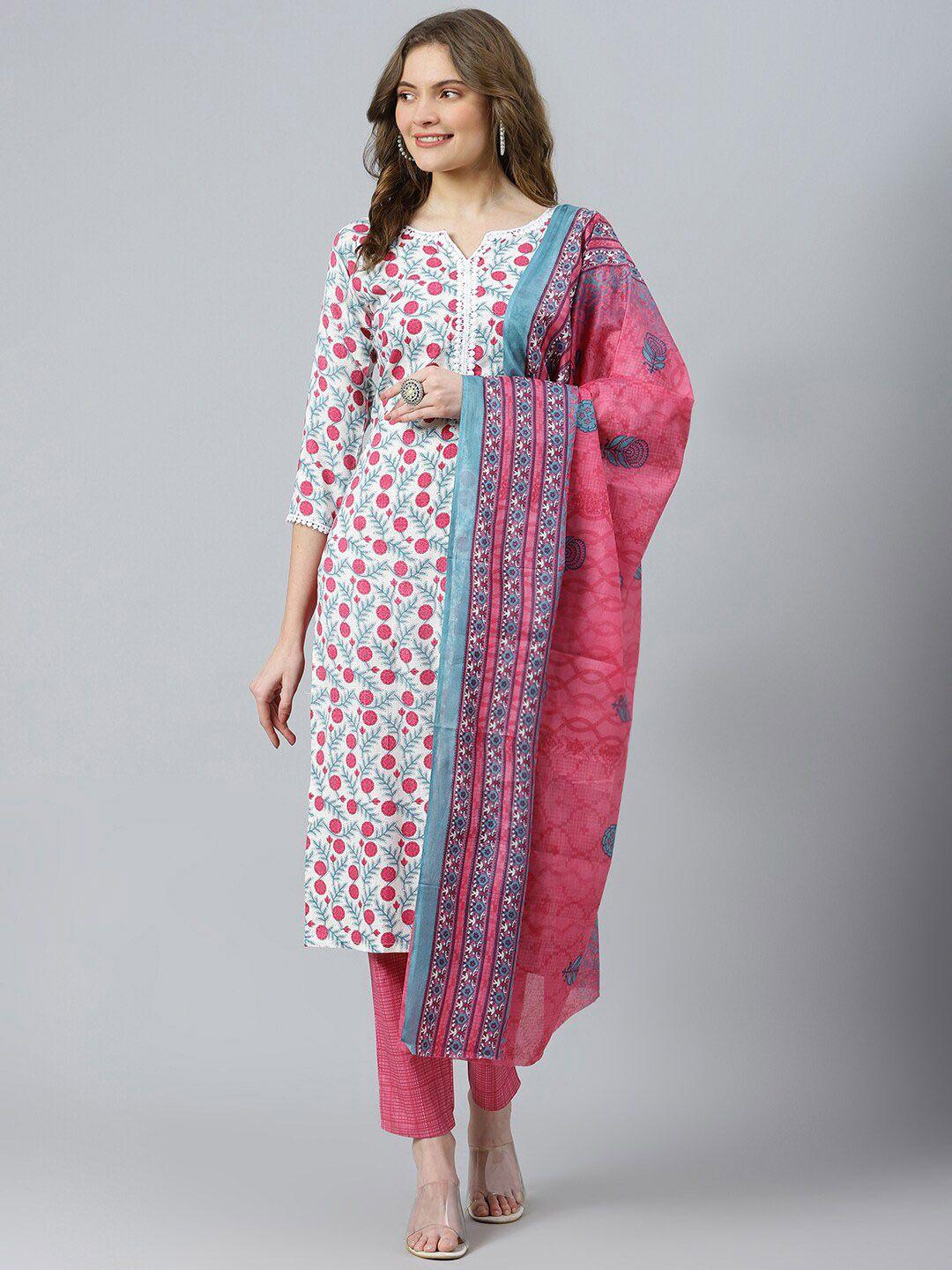 ratan floral printed kurta with trousers & dupatta