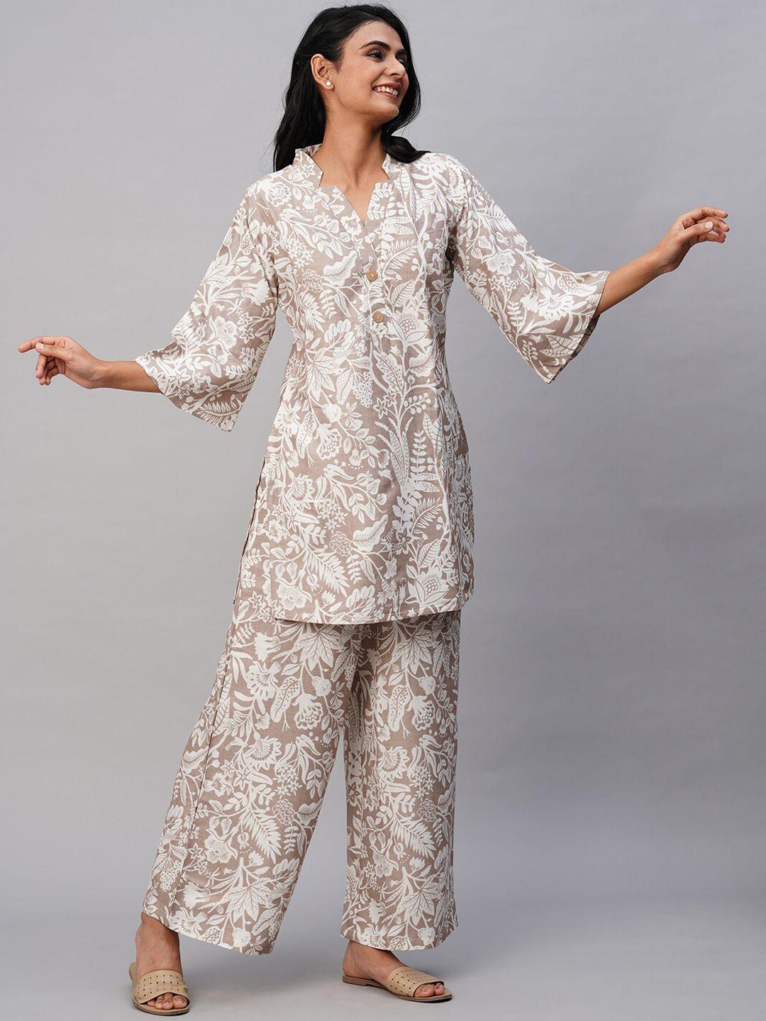 ratan floral printed straight kurta with palazzo