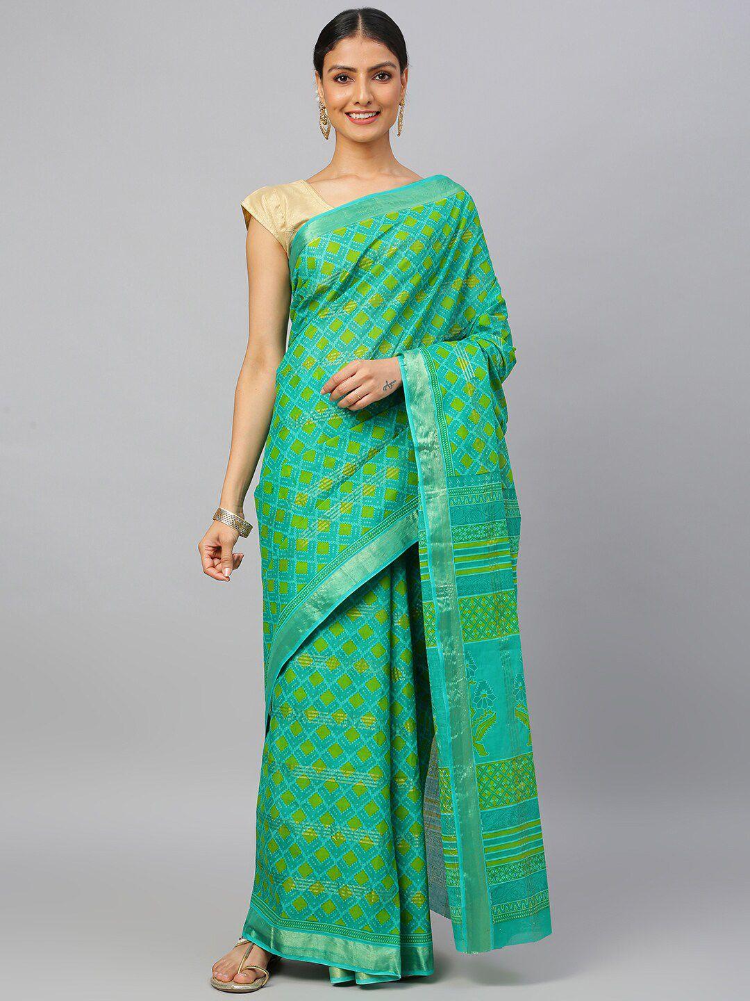 ratan geometric printed pure cotton patola saree