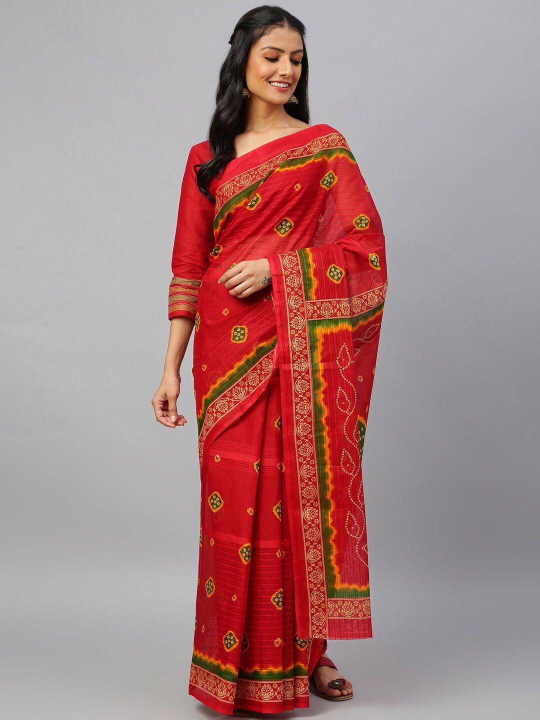 ratan printed pure cotton bandhani saree