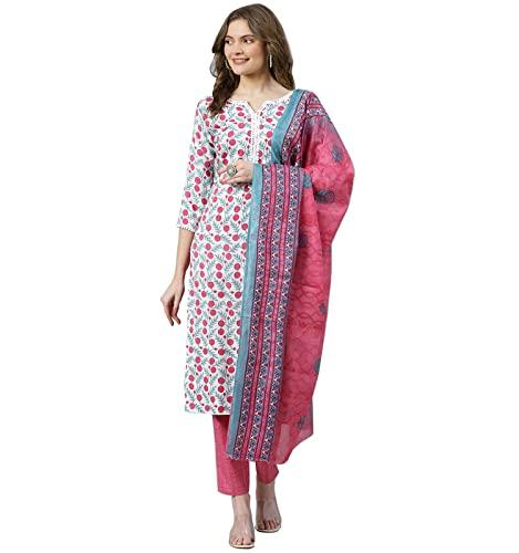 ratan women's kurta with pant and cotton dupatta set. readymade salwar suit set for women (et7831_s_off white)