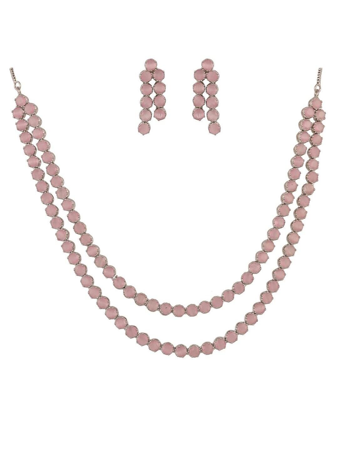 ratnavali jewels silver-plated cz-studded necklace & earrings