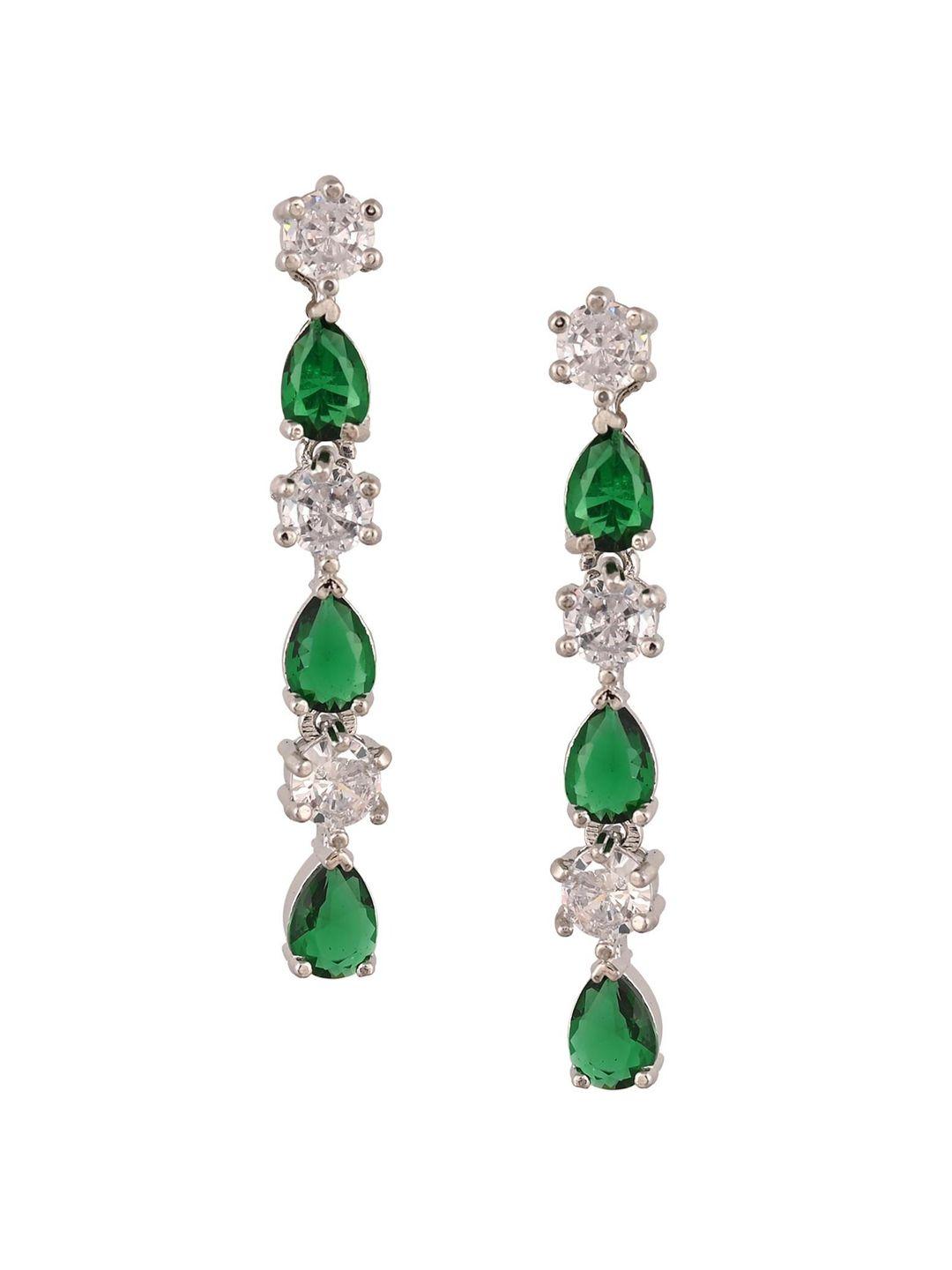 ratnavali jewels silver-plated teardrop shaped drop earrings