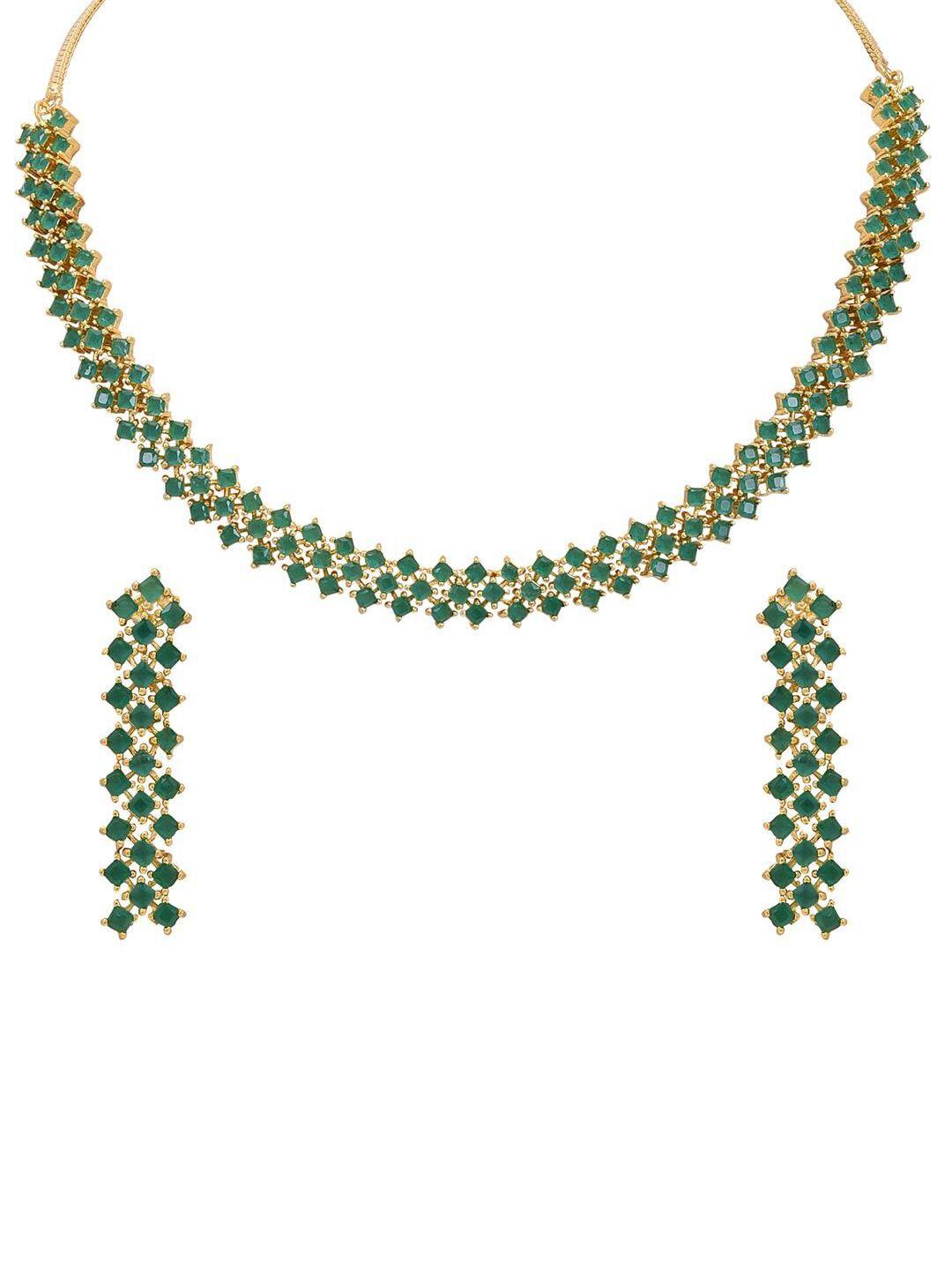 ratnavali jewels gold-plated brass cz-studded jewellery set