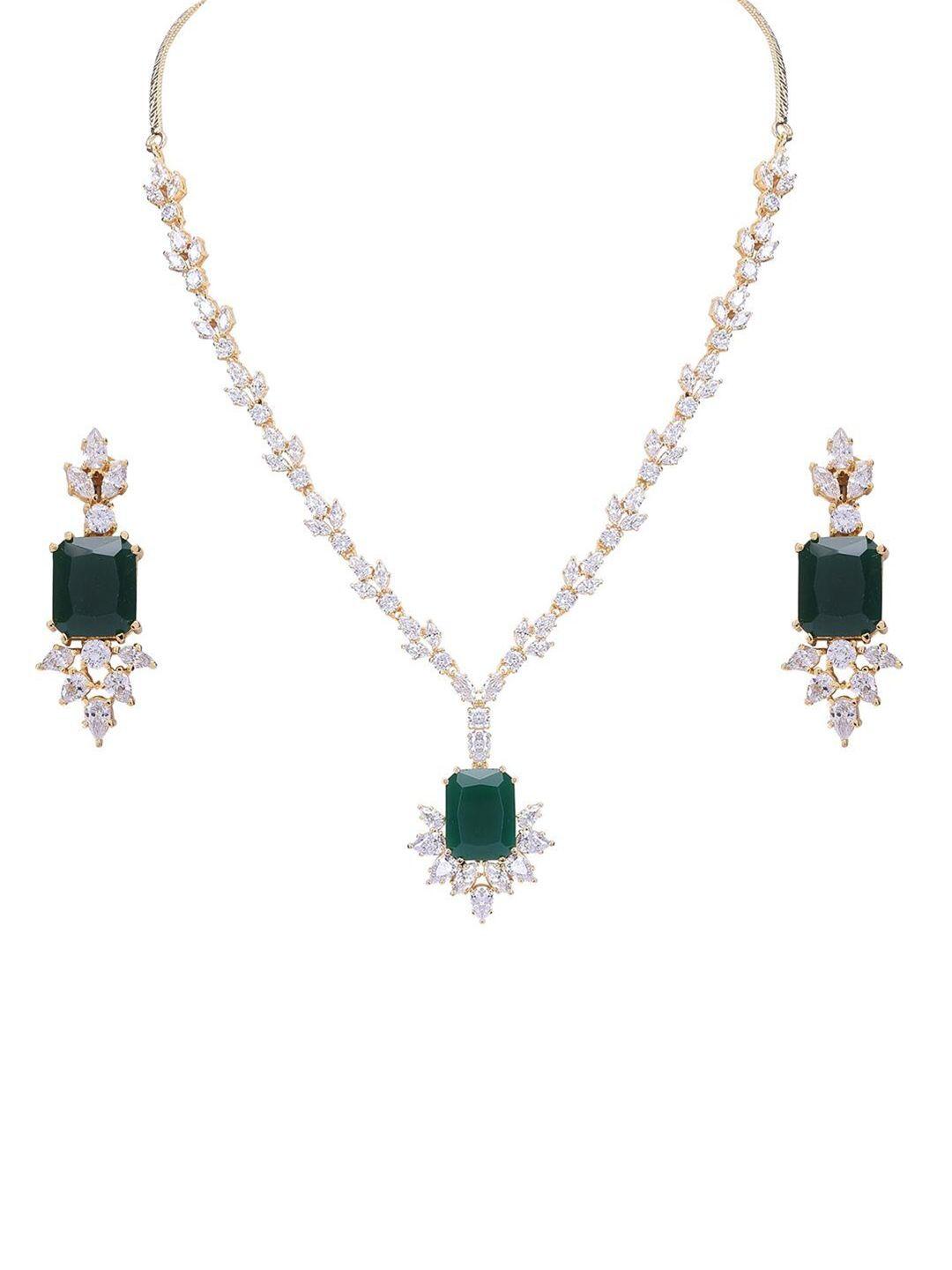 ratnavali jewels gold-plated cz studded jewellery set