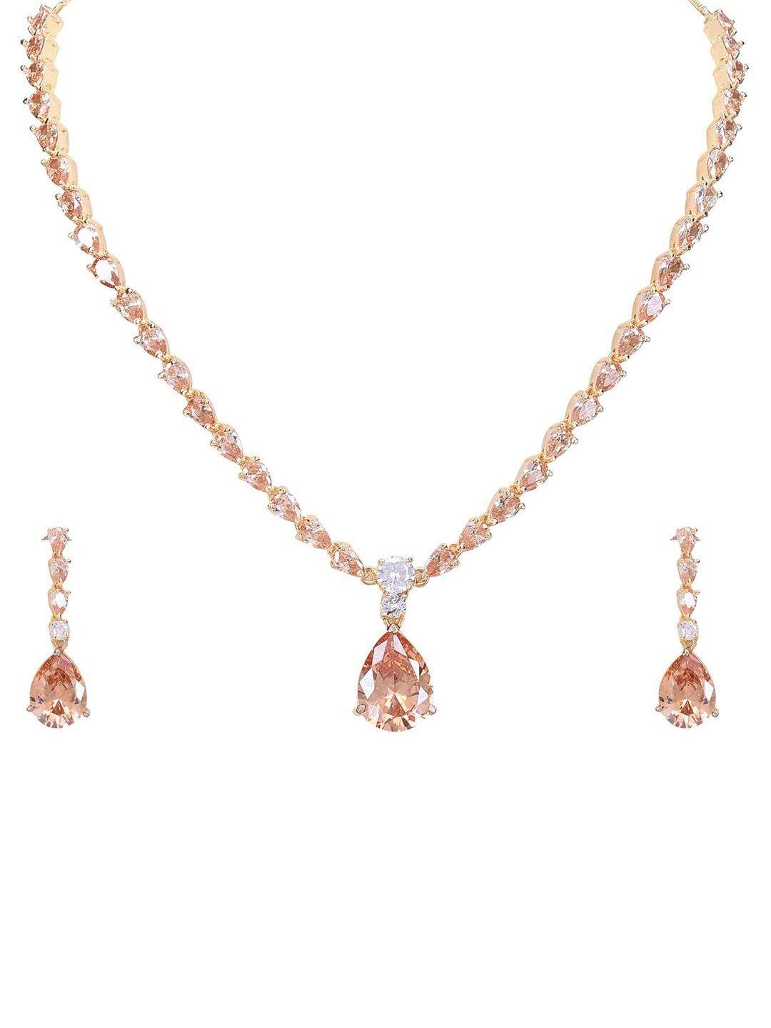 ratnavali jewels gold-plated cz studded jewellery set