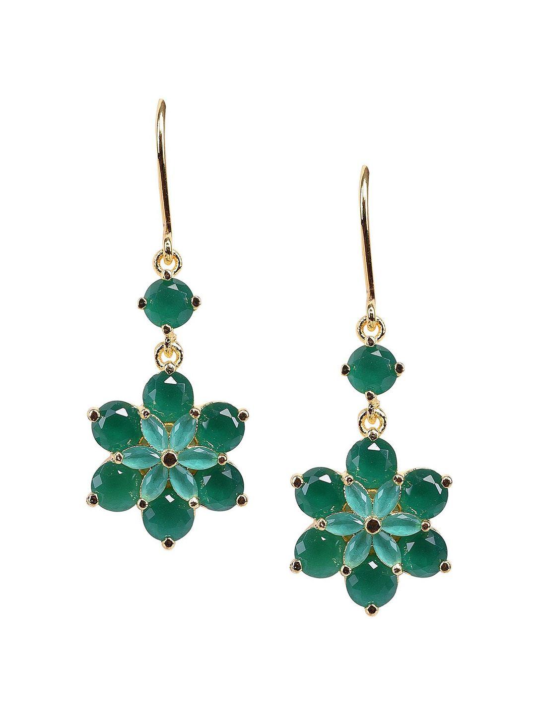 ratnavali jewels gold-plated teardrop shaped drop earrings
