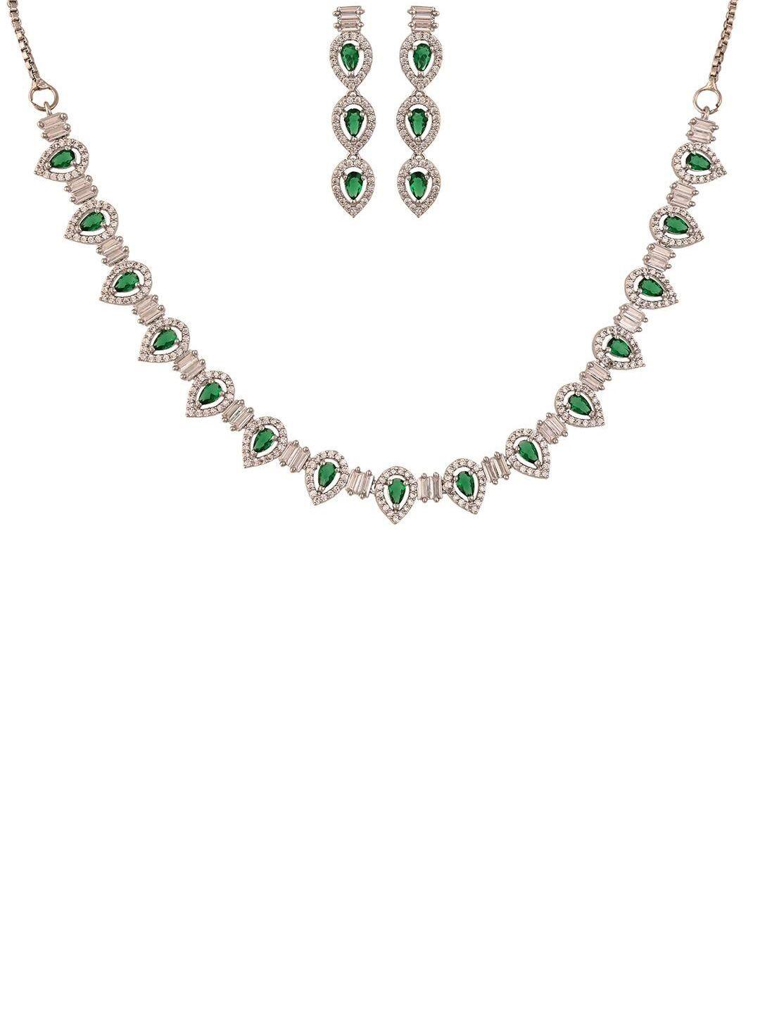 ratnavali jewels rhodium-plated cubic zirconia-studded jewellery set