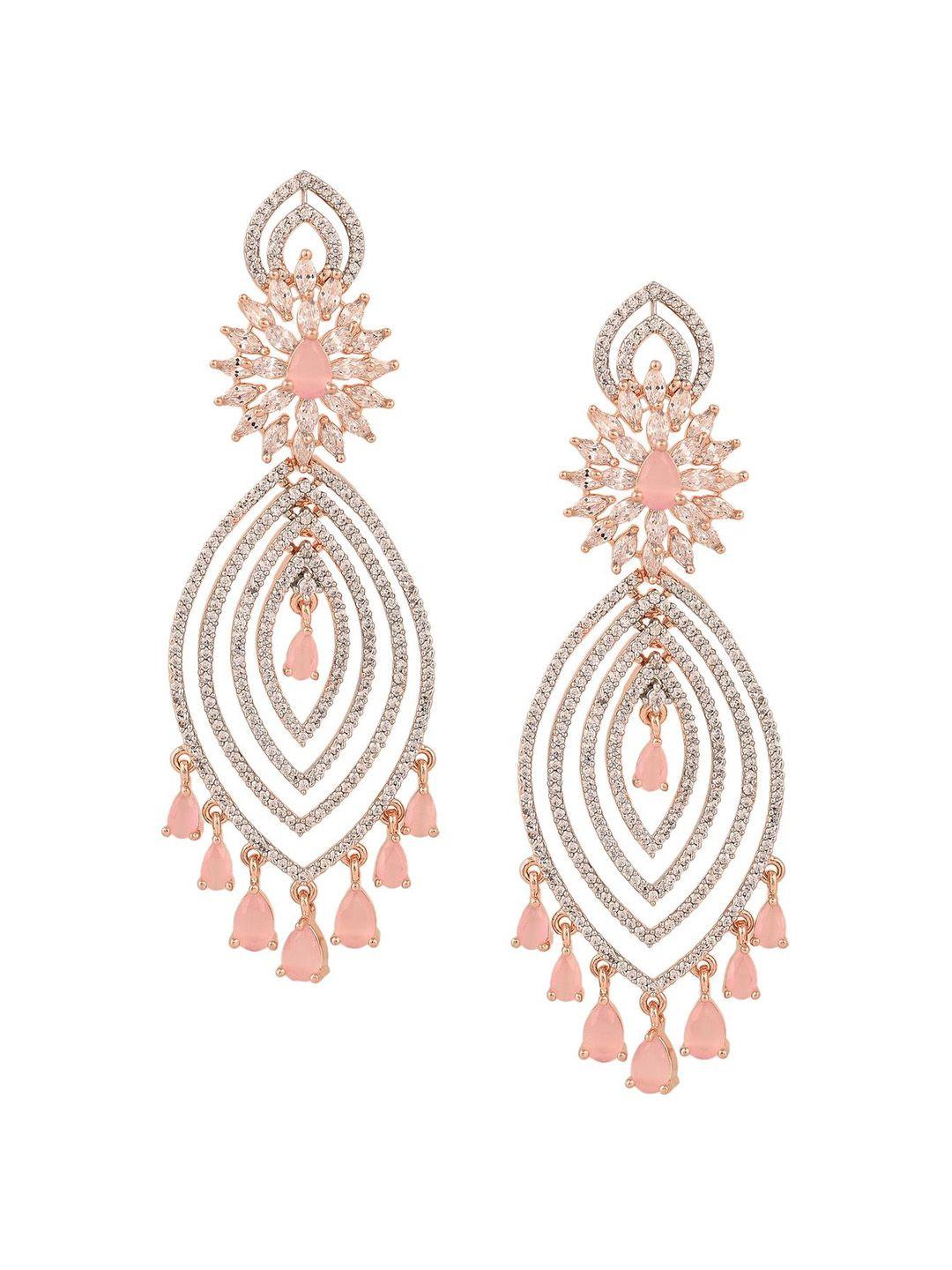ratnavali jewels rose gold-plated classic drop earrings