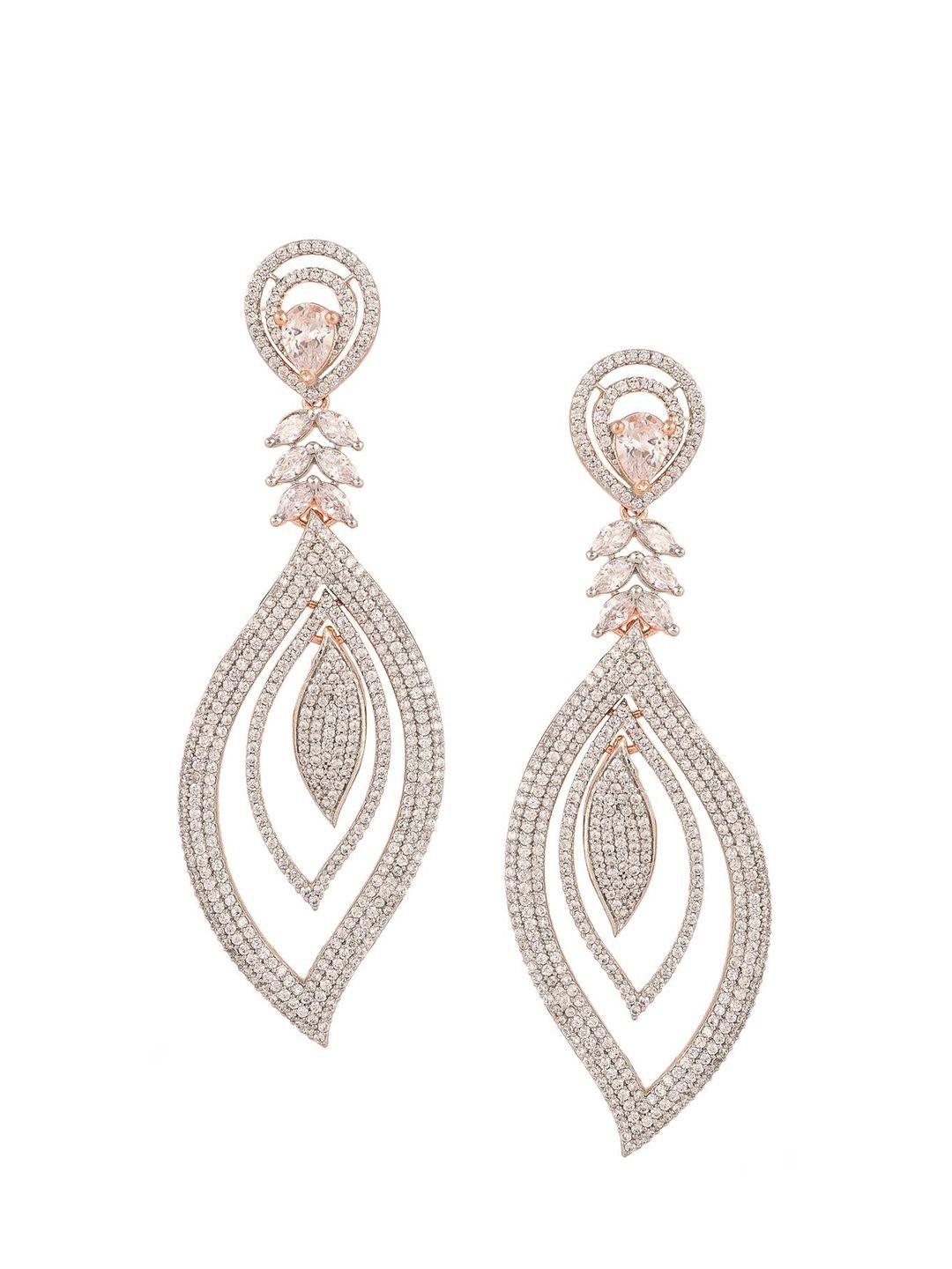 ratnavali jewels rose gold-plated gold classic drop earrings