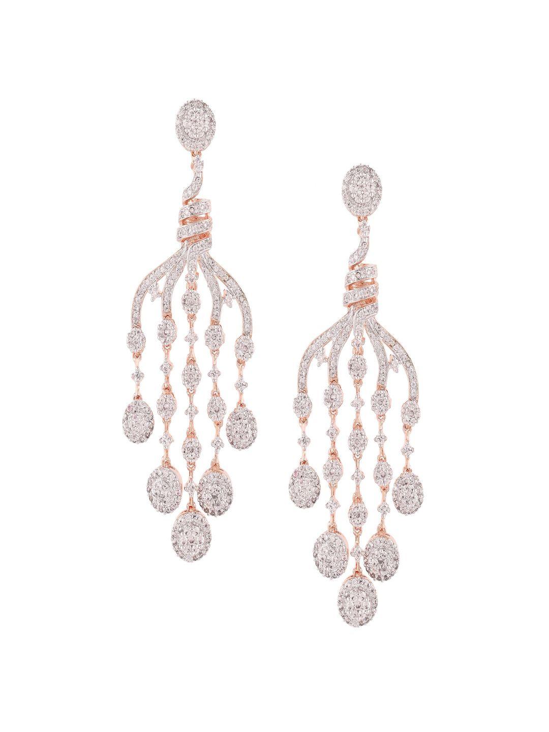 ratnavali jewels rose gold teardrop shaped drop earrings