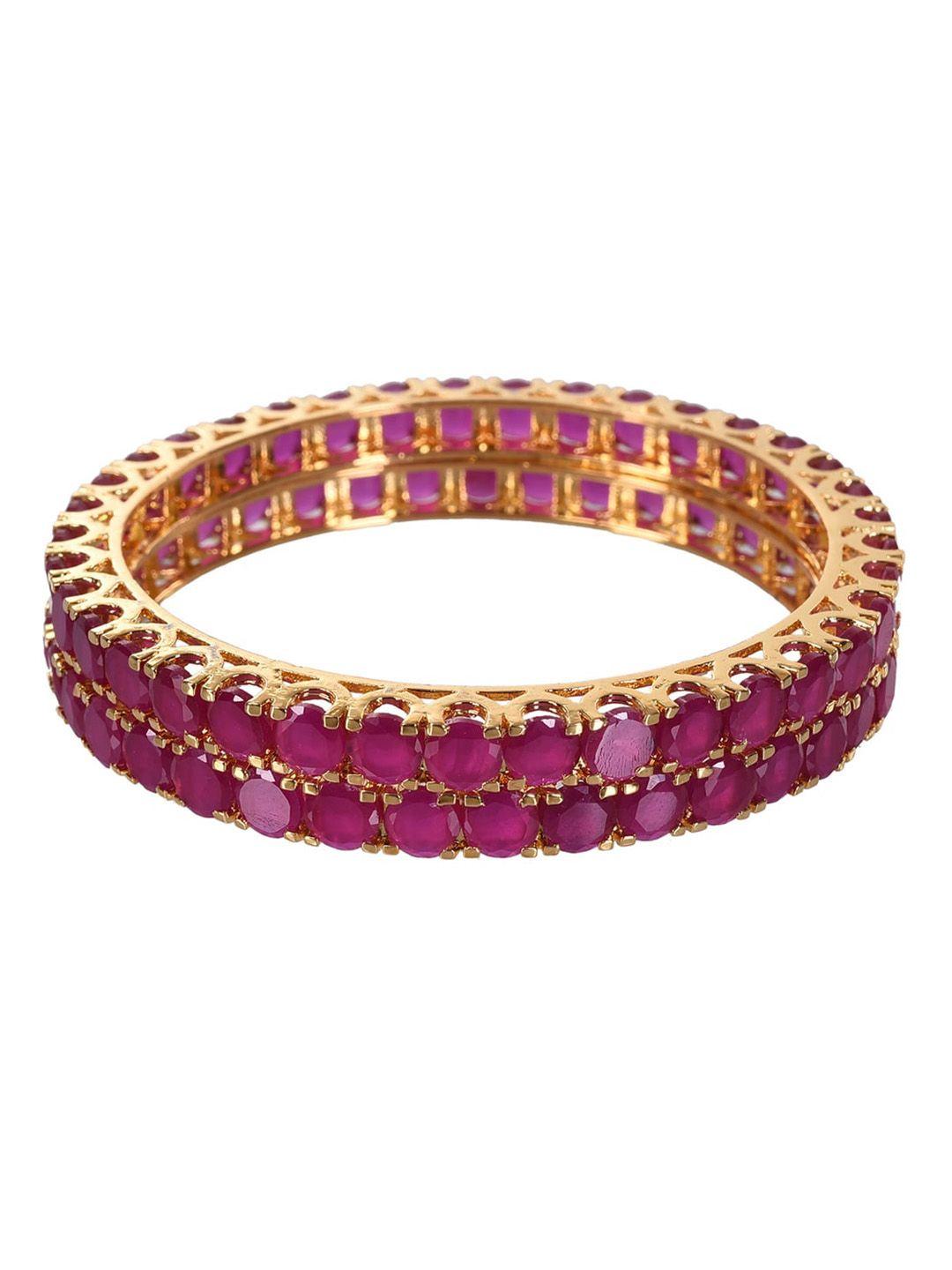 ratnavali jewels set of 2 gold-plated ad-studded bangles