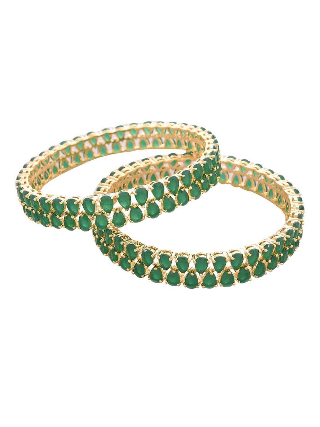 ratnavali jewels set of 2 gold-plated american diamond studded bangles