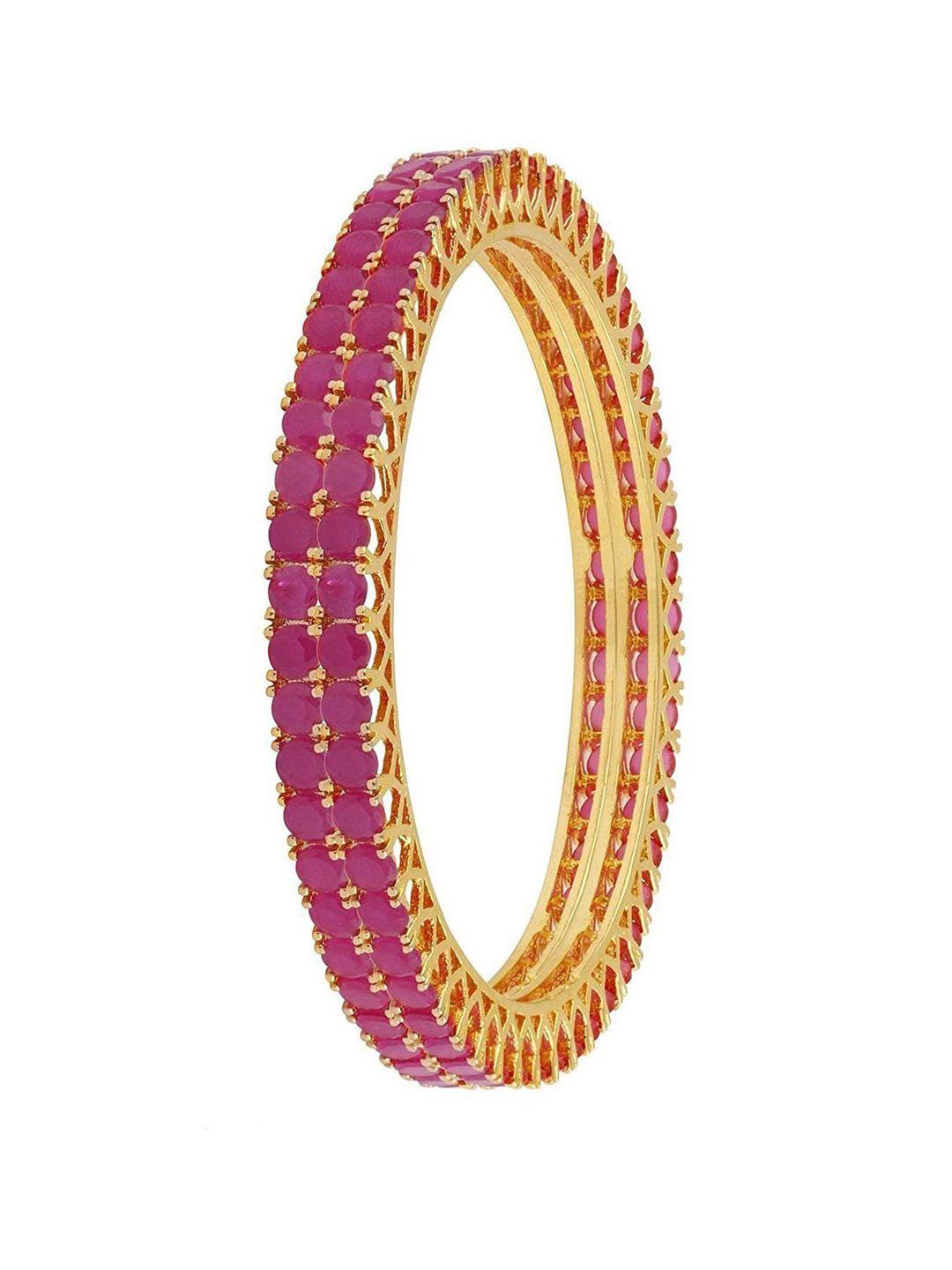 ratnavali jewels set of 2 gold-plated american diamond-studded bangles