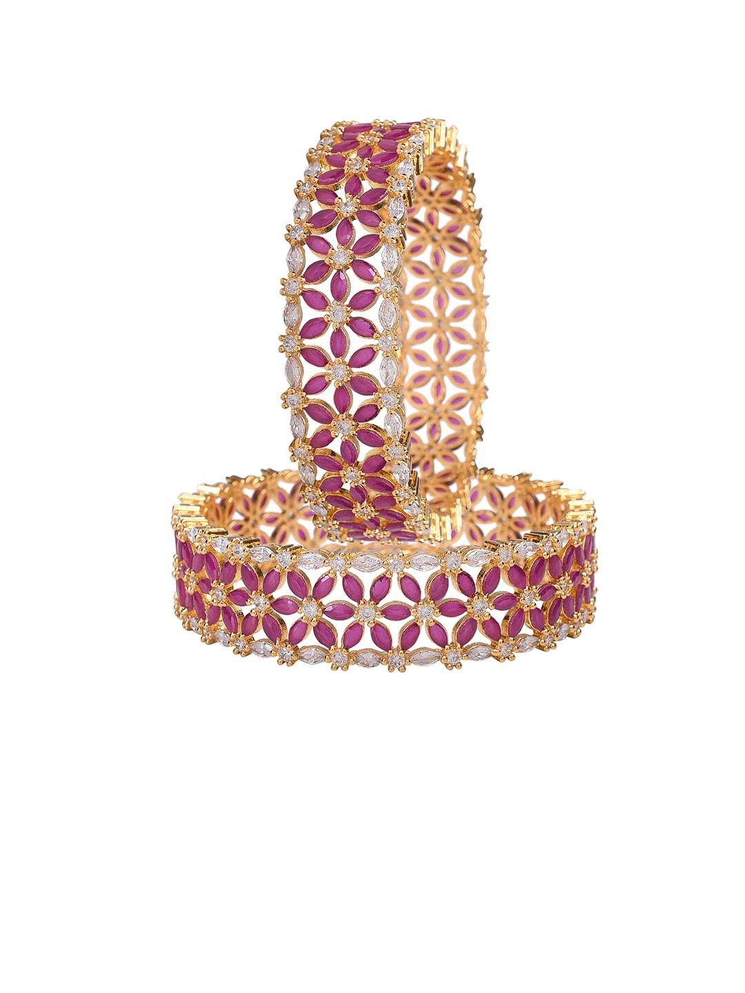 ratnavali jewels set of 2 gold-plated stone studded bangles