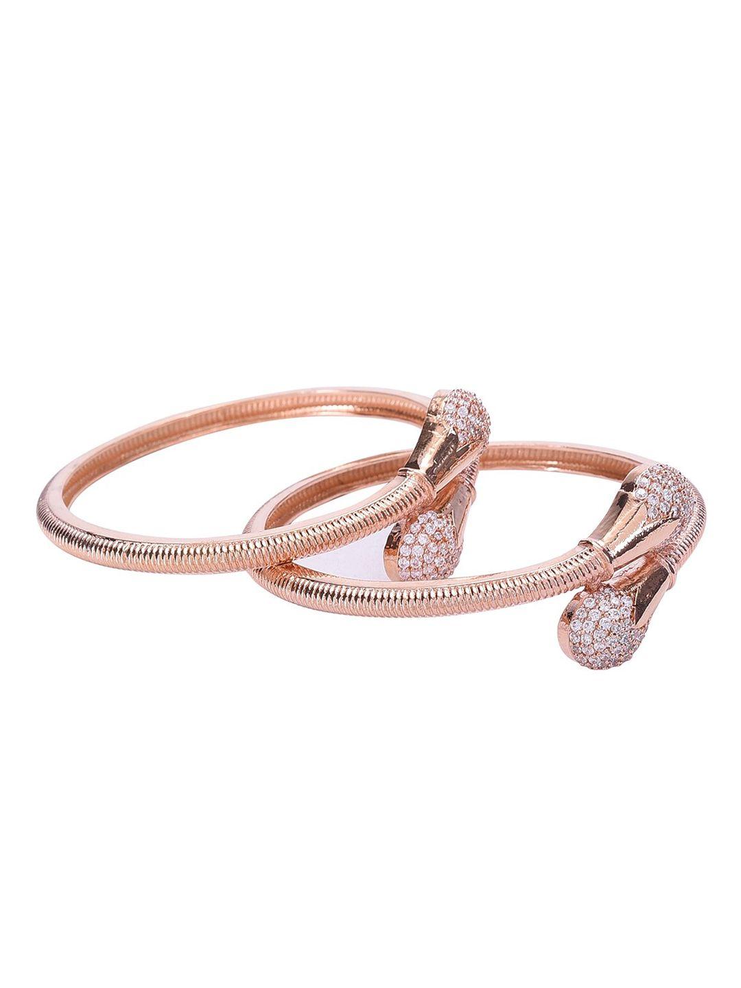 ratnavali jewels set of 2 rose gold-plated ad-studded bangles