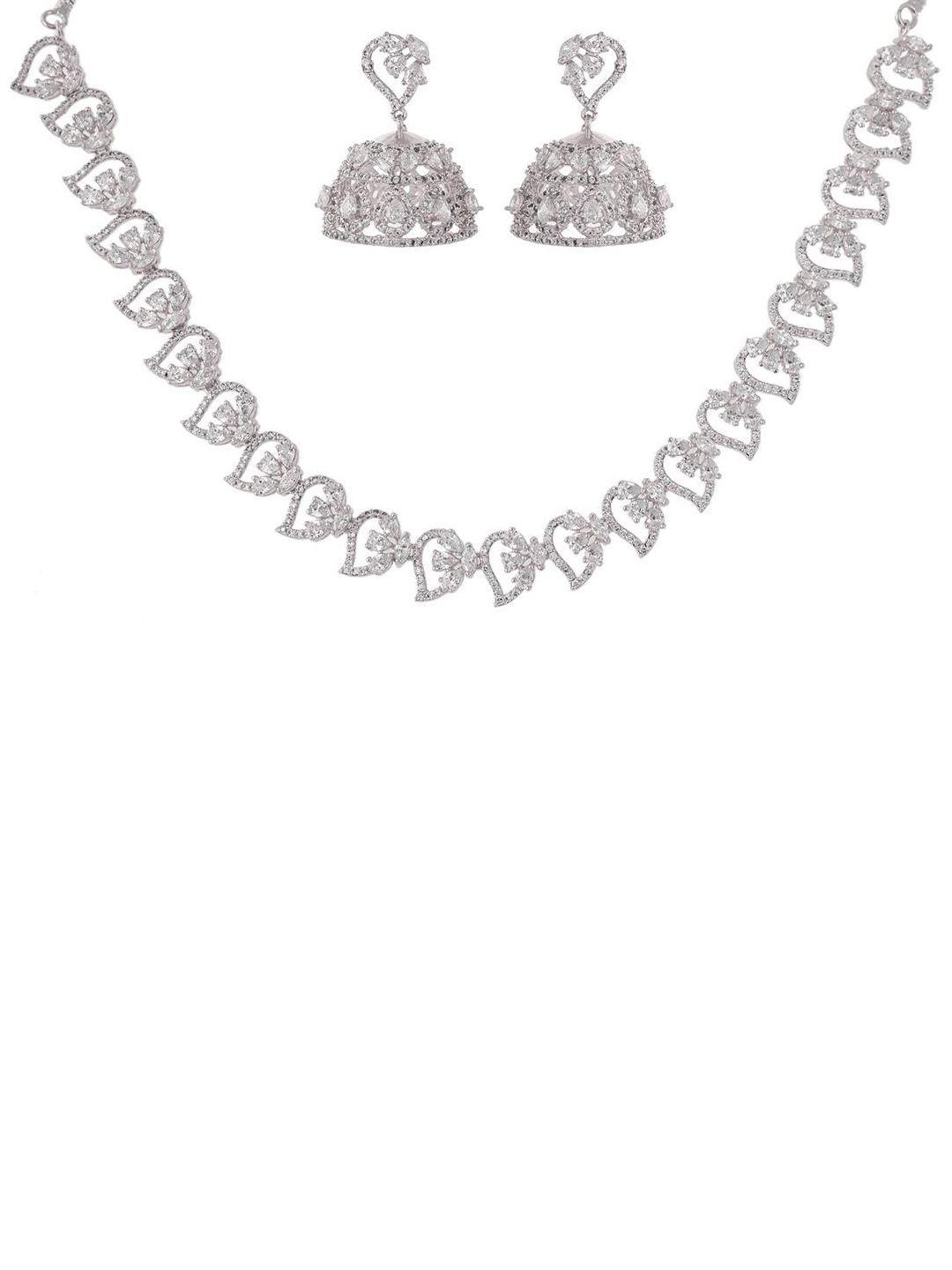 ratnavali jewels silver-plated cubic zirconia studded jewellery set