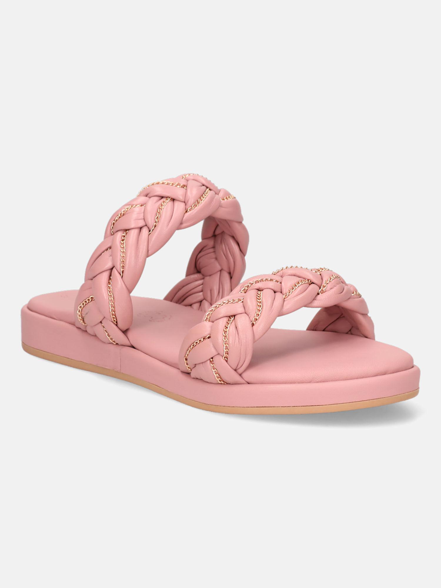 ravenna rose pink women leather flats