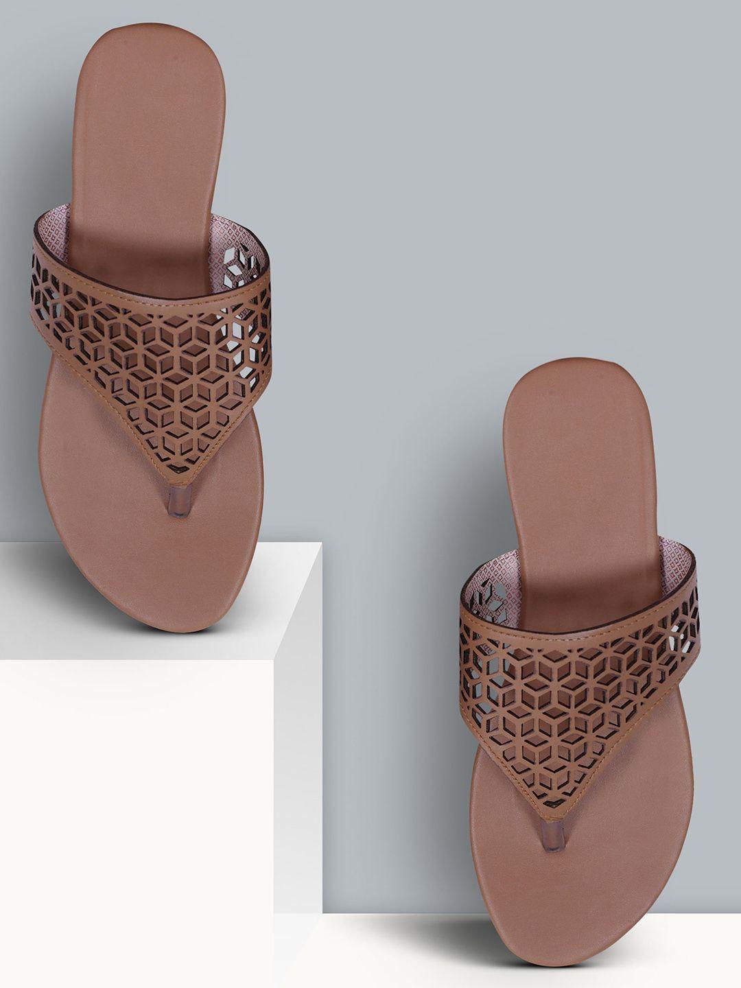 ravis textured open toe flats with laser cuts