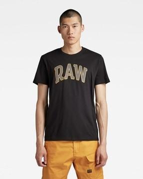 raw university logo print crew-neck t-shirt