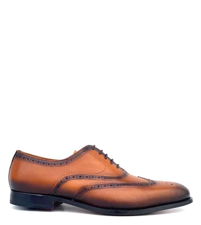rawls men's nicholas wingtip cognac oxford shoes