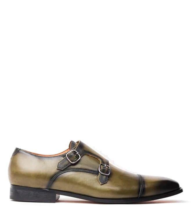 rawls men's shubhan double olive patina monk strap shoes