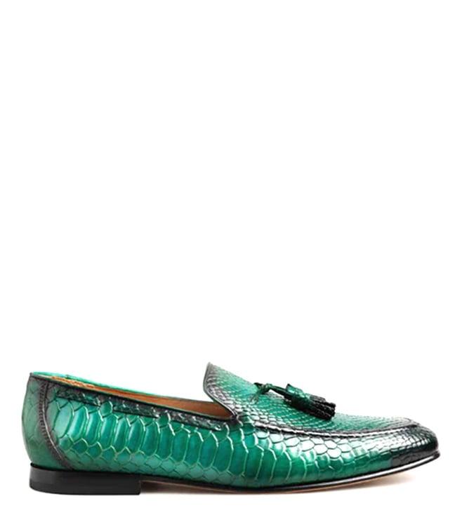 rawls men's zane embossed tassel green patina mocassins