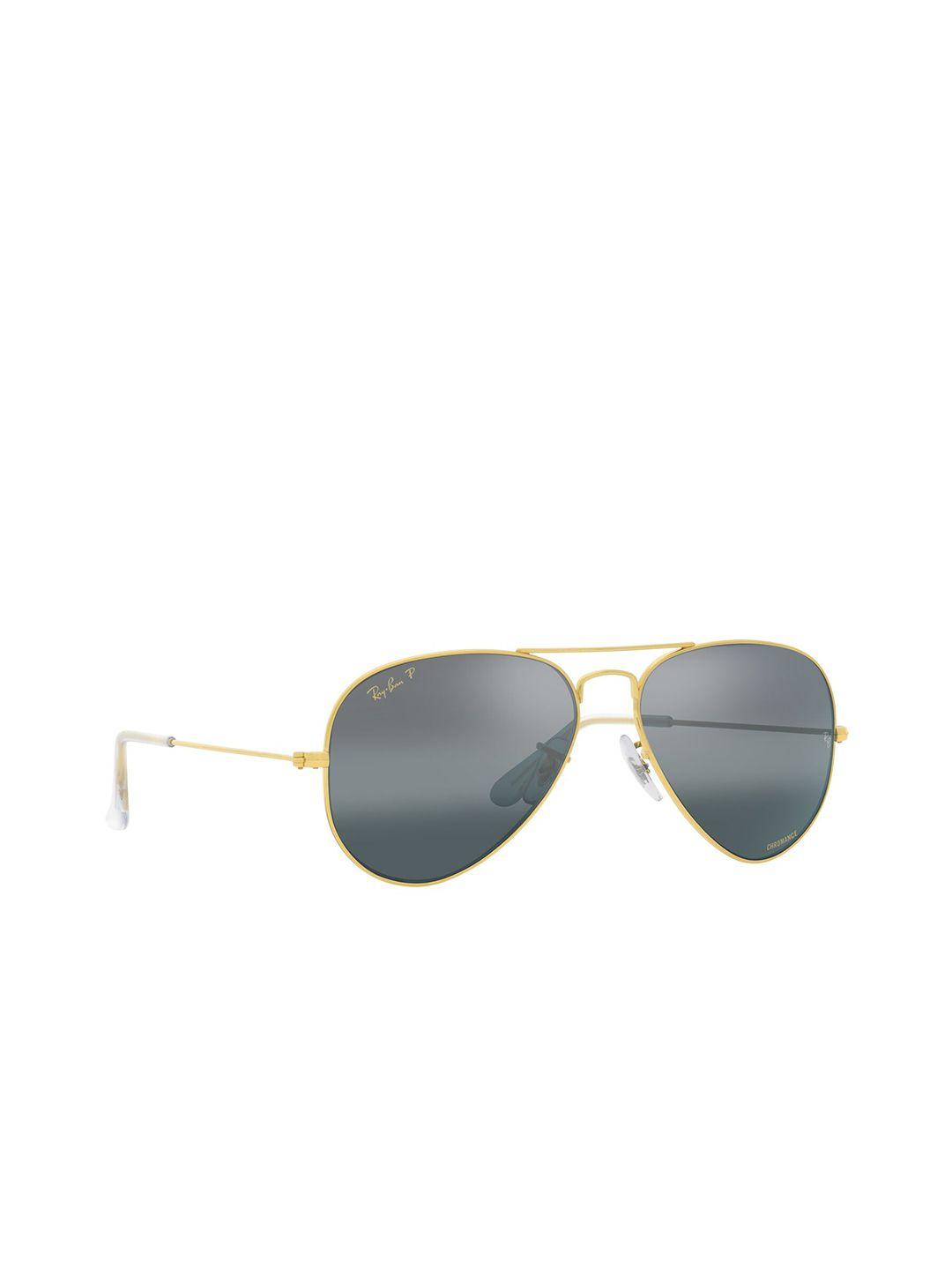 ray-ban lens & gold-toned aviator sunglasses with polarised lens 8056597662338
