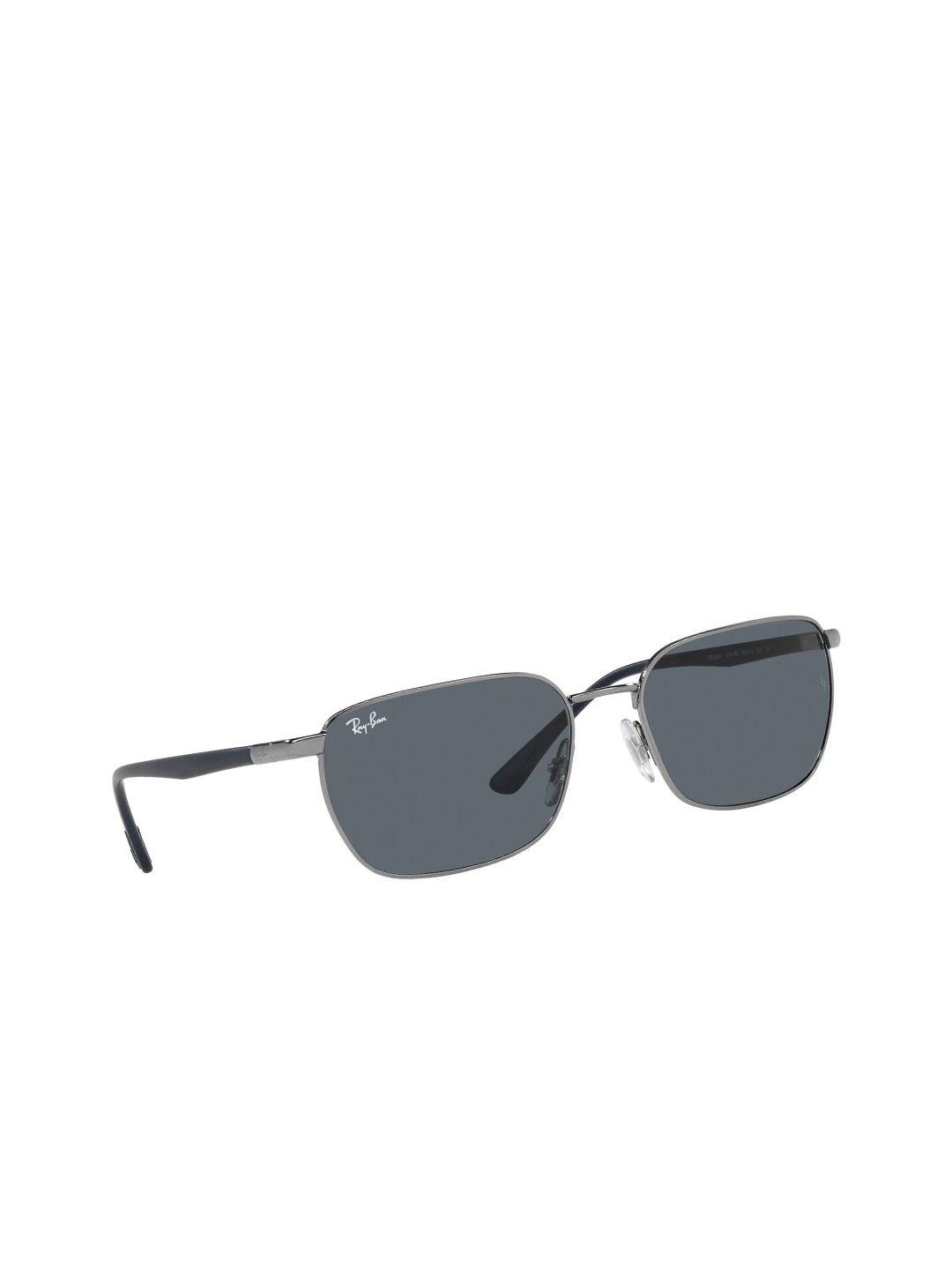 ray-ban unisex blue lens & gunmetal-toned other uv protected lens sunglasses