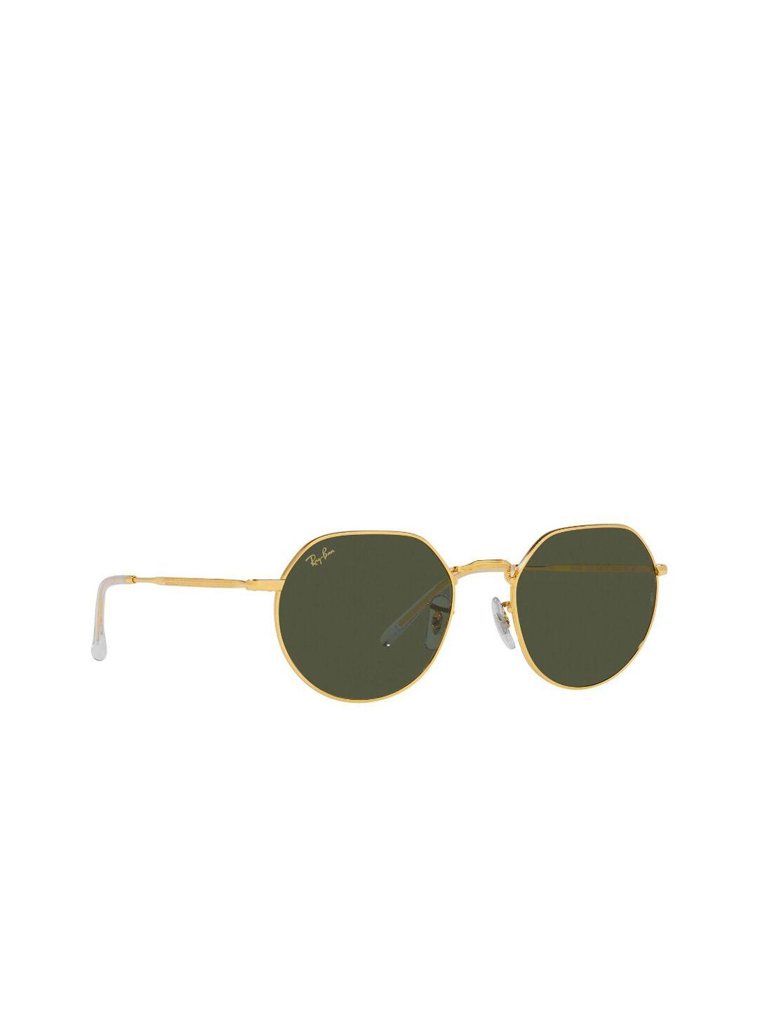 ray-ban unisex green lens & gold-toned uv protected oversized sunglasses 8056597445184