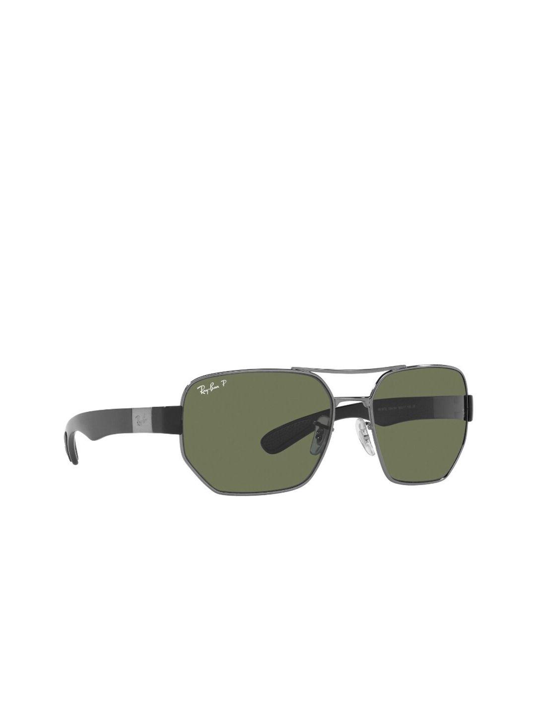 ray-ban unisex green lens & gunmetal-toned oversized sunglasses 8056597432023-green