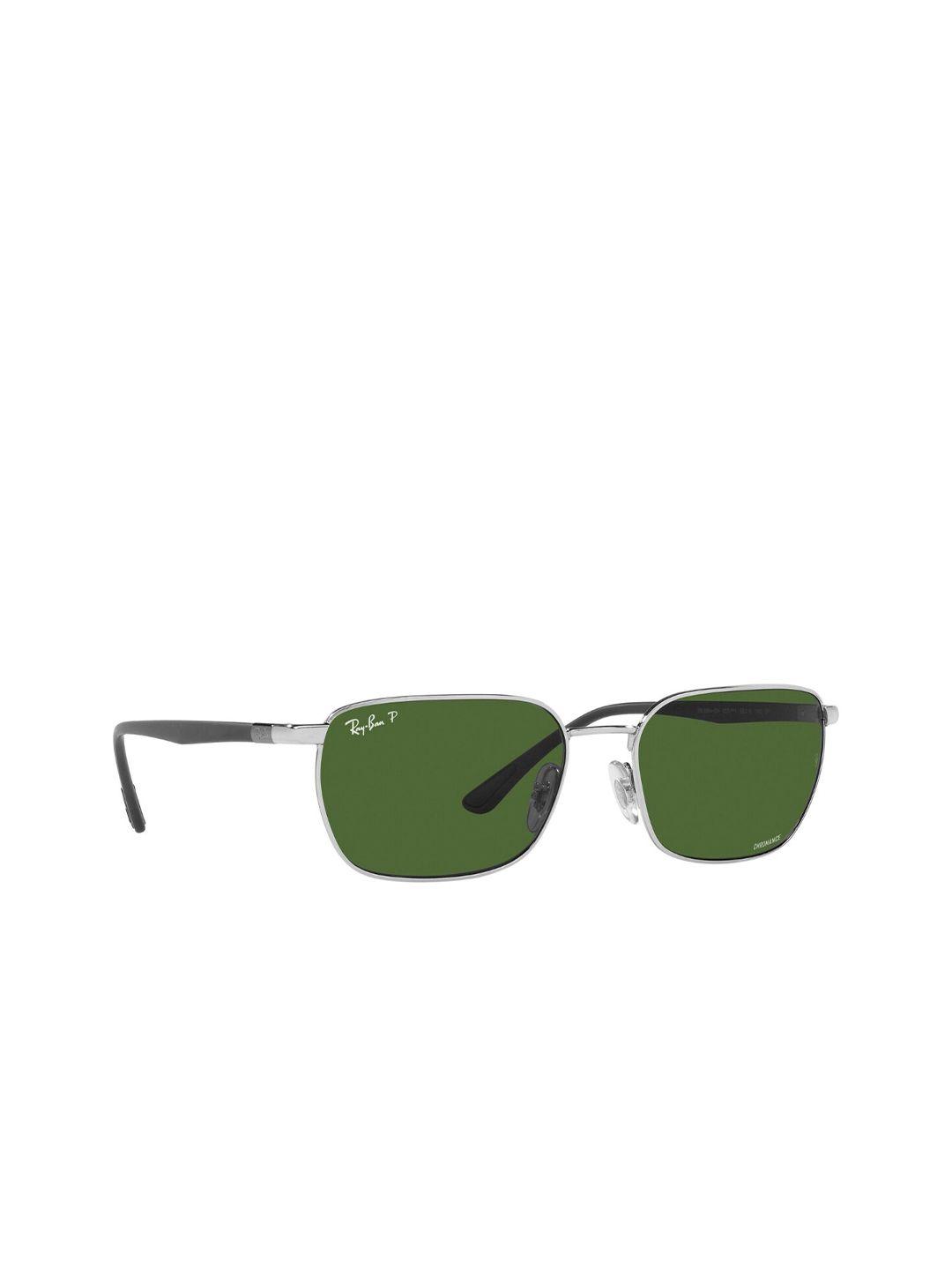 ray-ban unisex green lens & silver toned sunglasses with polarised lens 8056597533065