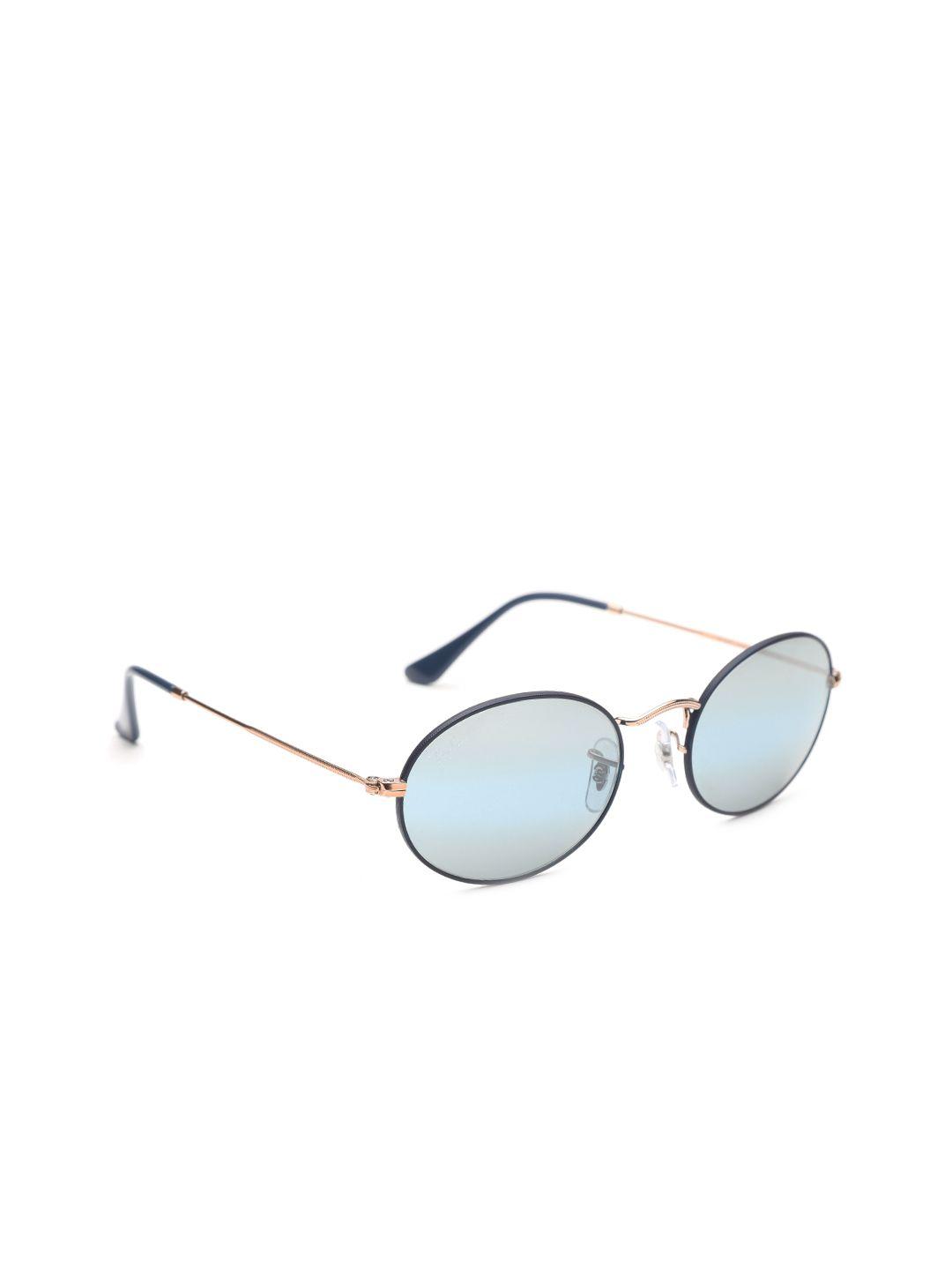 ray-ban unisex mirrored oval sunglasses 0rb35479156aj