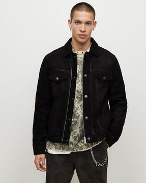 ray leather regular fit trucker jacket