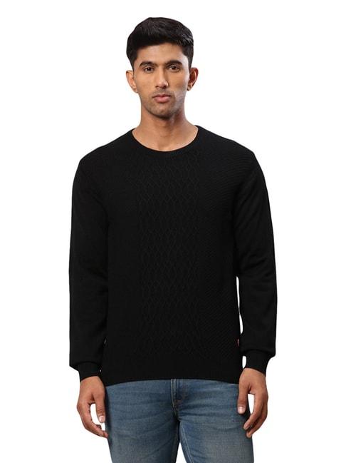 raymond black regular fit texture sweater