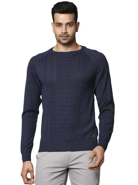 raymond blue  regular fit texture sweaters