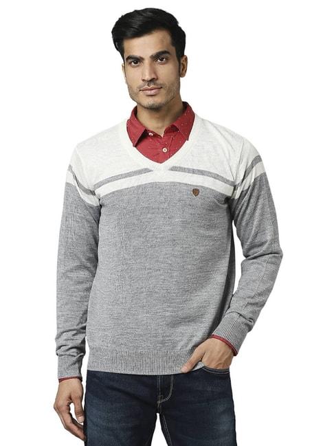 raymond grey  regular fit colour block sweaters