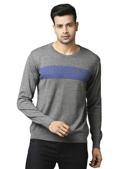 raymond grey  regular fit colour block sweaters