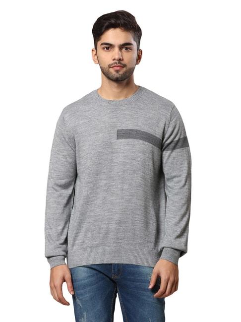 raymond-grey-regular-fit-striped-sweater