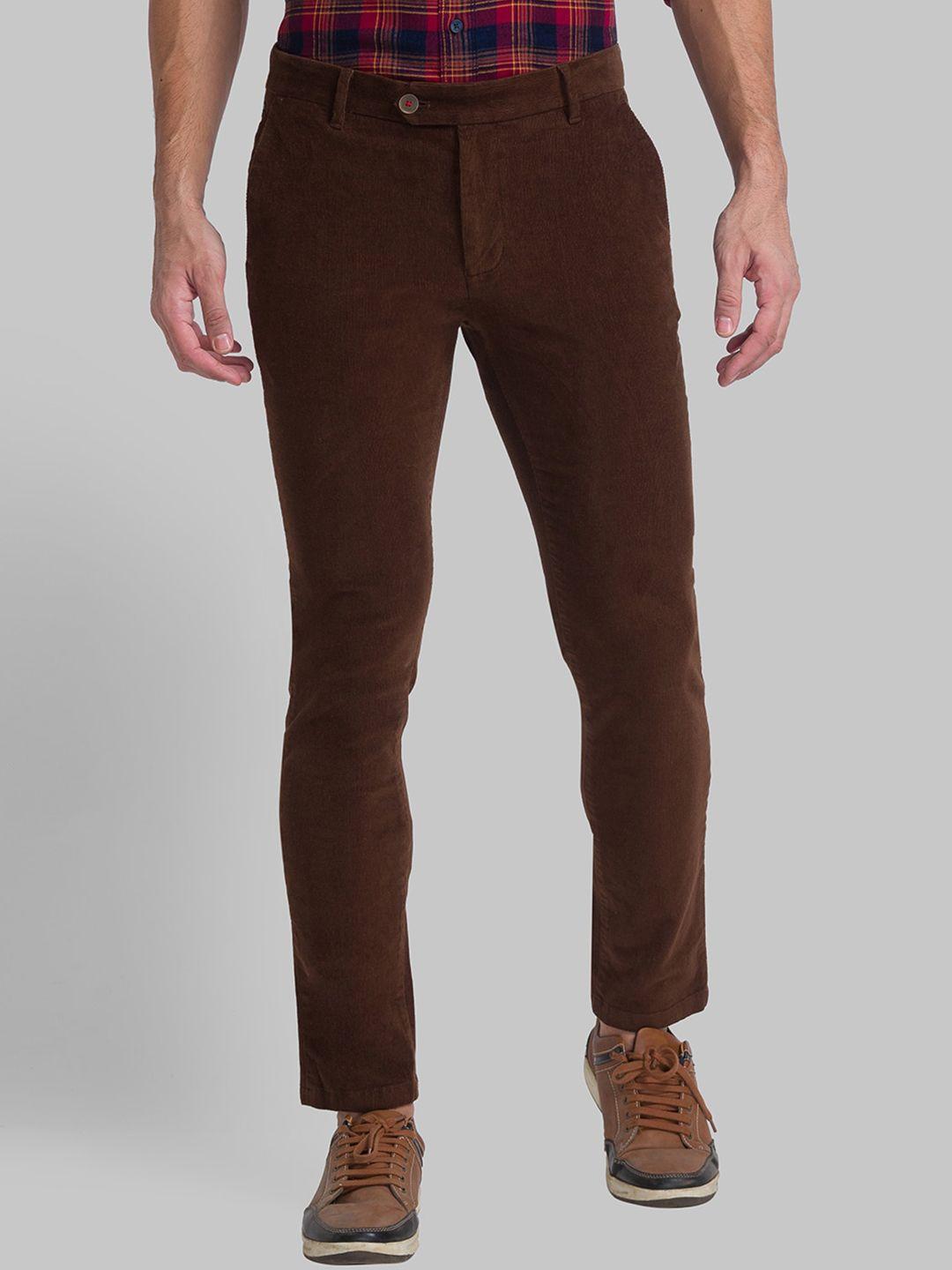 raymond men cotton mid rise slim-fit trousers