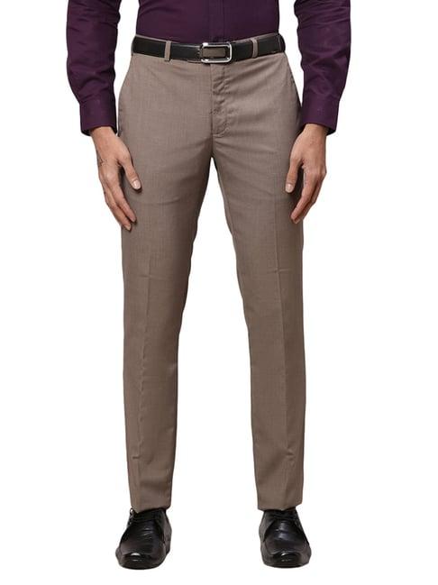 raymond beige slim fit trousers