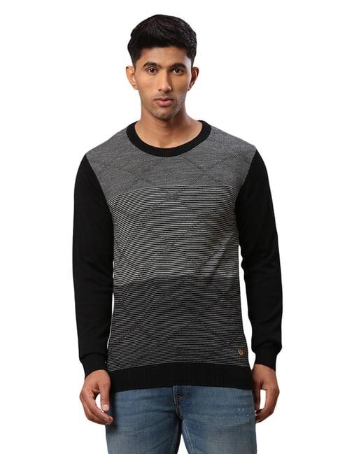 raymond black & whie regular fit texture sweater