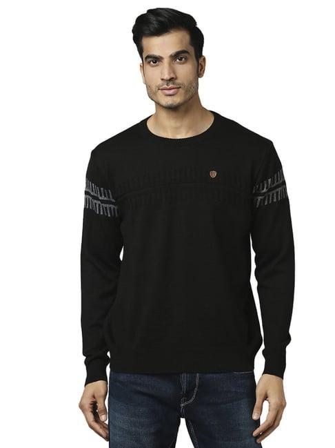 raymond black  regular fit texture sweaters