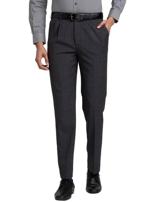 raymond black classic fit checks trousers