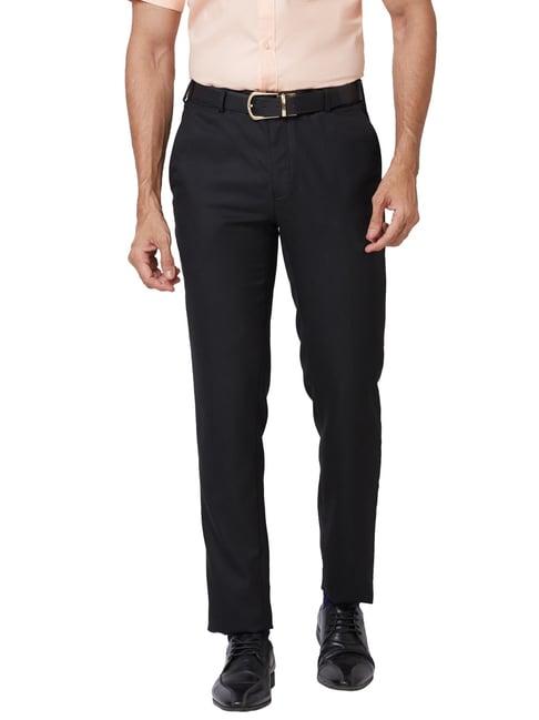 raymond black classic fit texture trousers