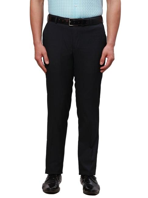 raymond black classic fit texture trousers