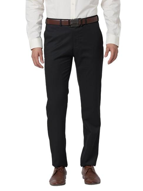 raymond black classic fit texture trousers