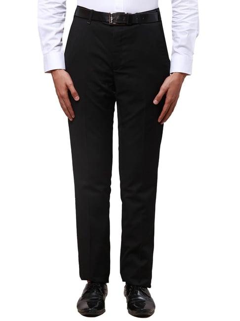 raymond black contemporary fit trousers